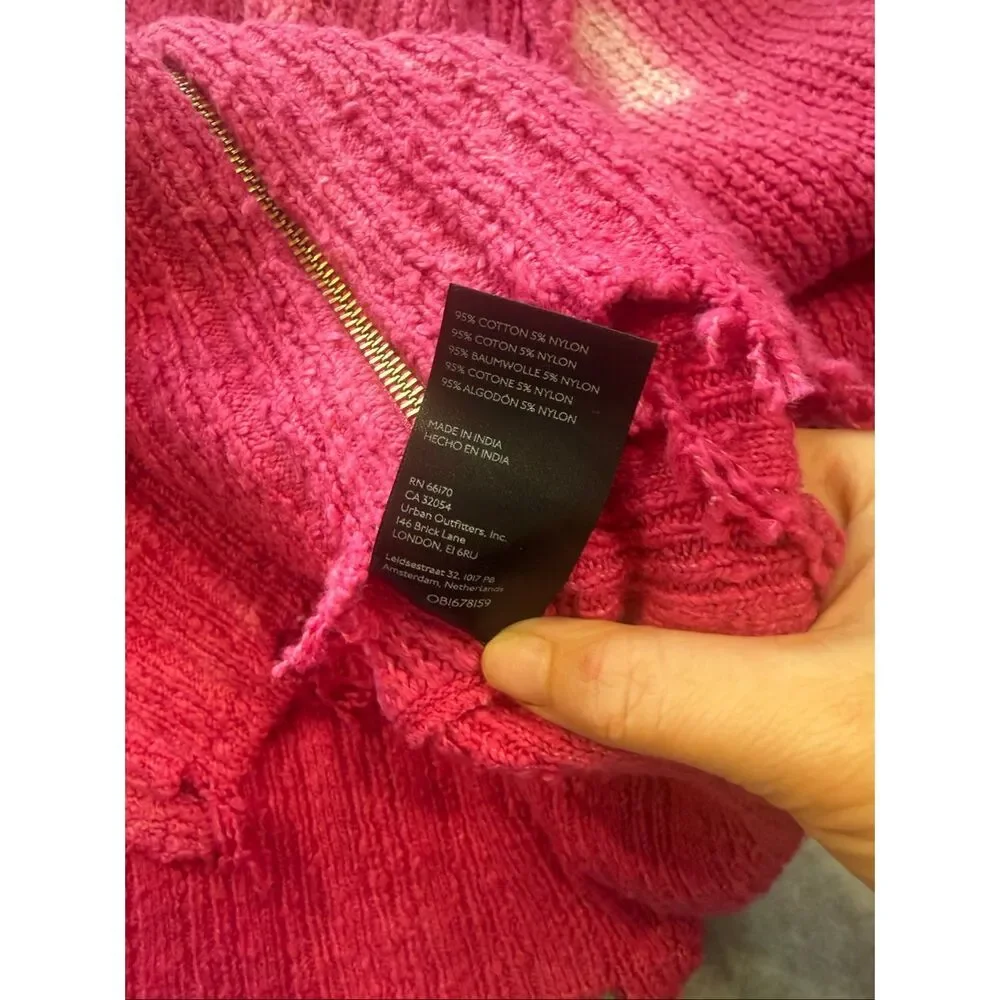 Free people ombré pink and orange tie dye sweater full zip M